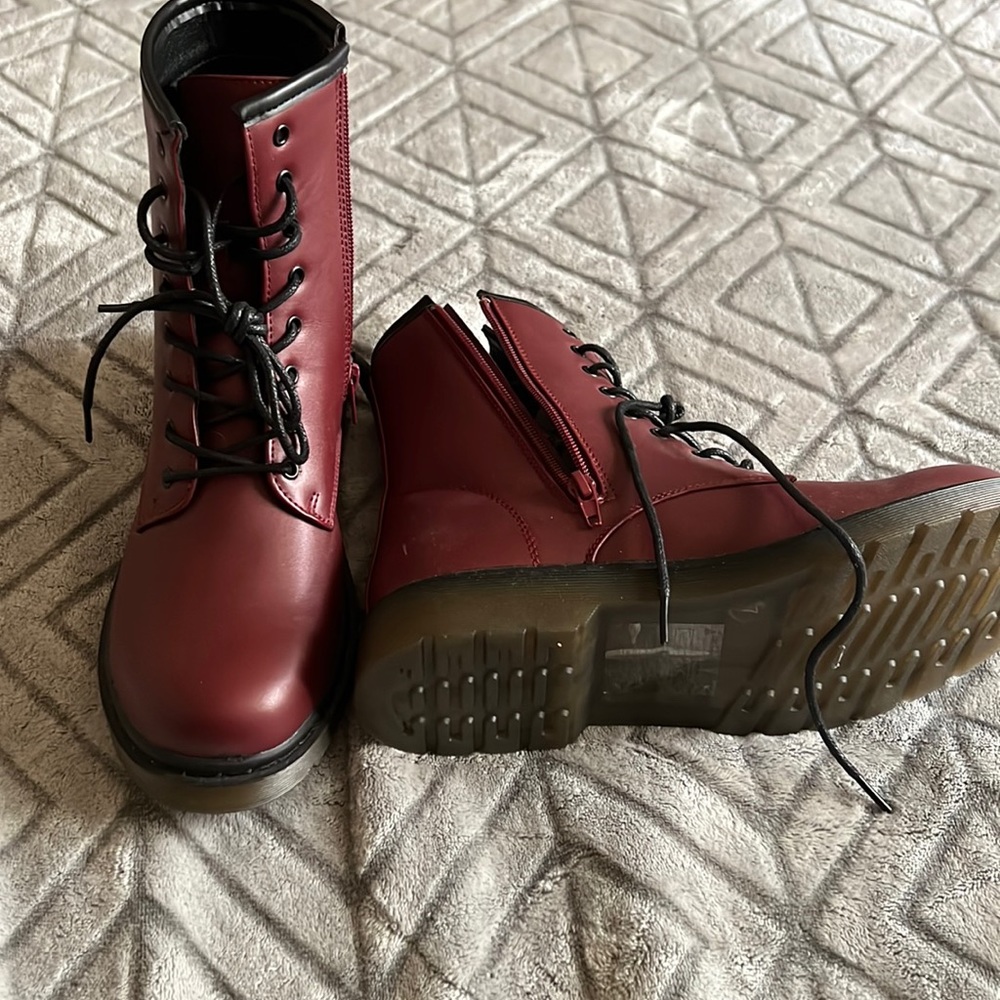 Burgundy combat boots